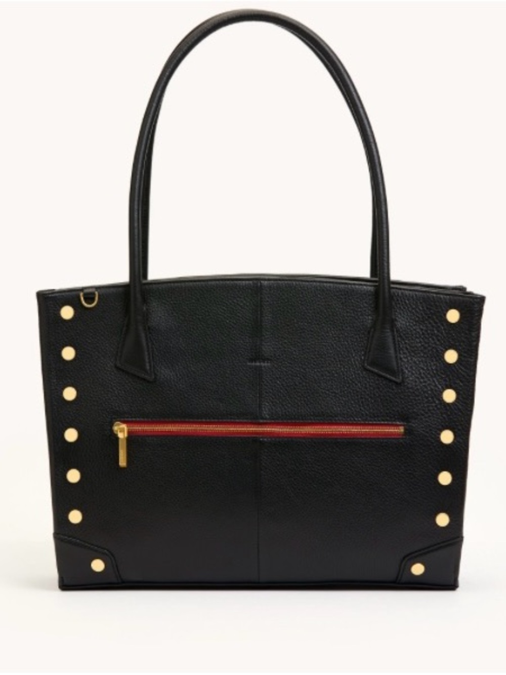 Hammitt Elle Black Leather Work Tote Bag with Gold Stud Accents